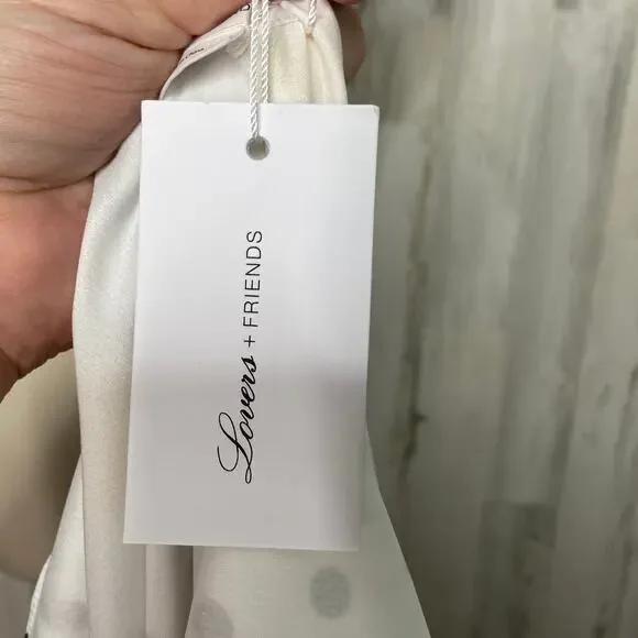 Lovers + Friends Womens Jen Dress Size M Lemon Polka Dot Shift Revolve White NWT - Picture 7 of 10